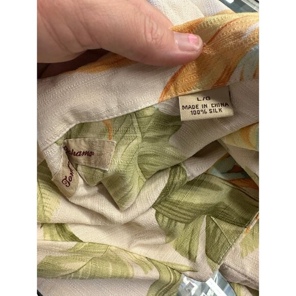 A1 Tommy Bahama Silk Button Front Short Sleeve Shirt Top Large Mens Birds - Picture 5 of 5